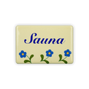 Emailschild 6 x 4 cm, Sauna, Blümchen