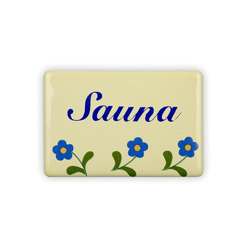 Emailschild 6 x 4 cm, Sauna, Blümchen