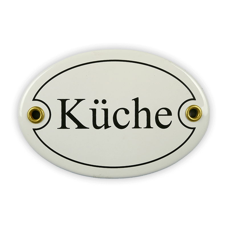 Oval enamel sign, 10.5 x 7 cm, kitchen