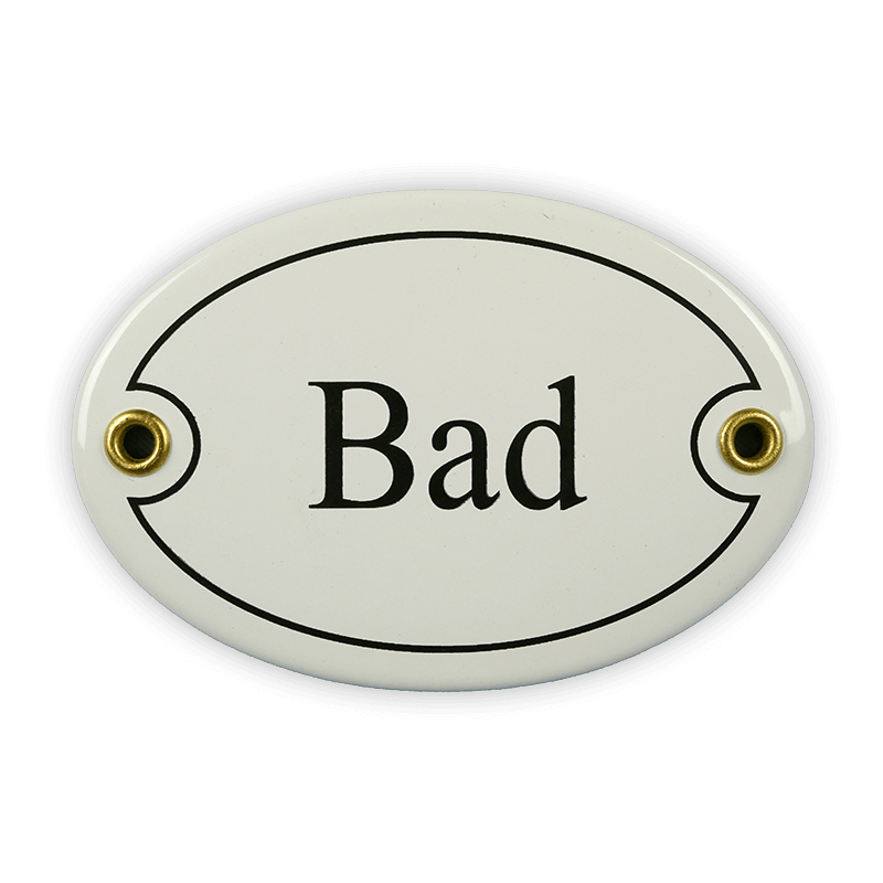 Oval enamel sign, 10.5 x 7 cm, bathroom