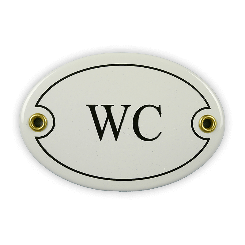Oval enamel sign, 10.5 x 7 cm, WC