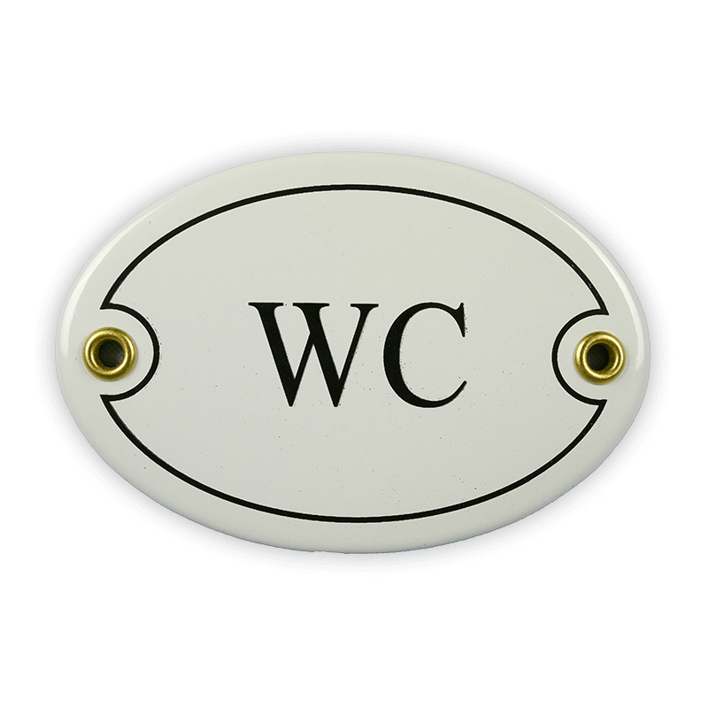 Emailschild oval, 10,5 x 7 cm, WC