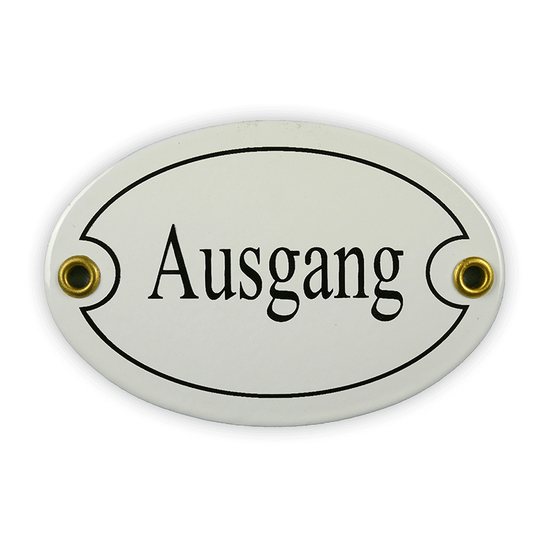 Oval enamel sign, 10.5 x 7 cm, exit