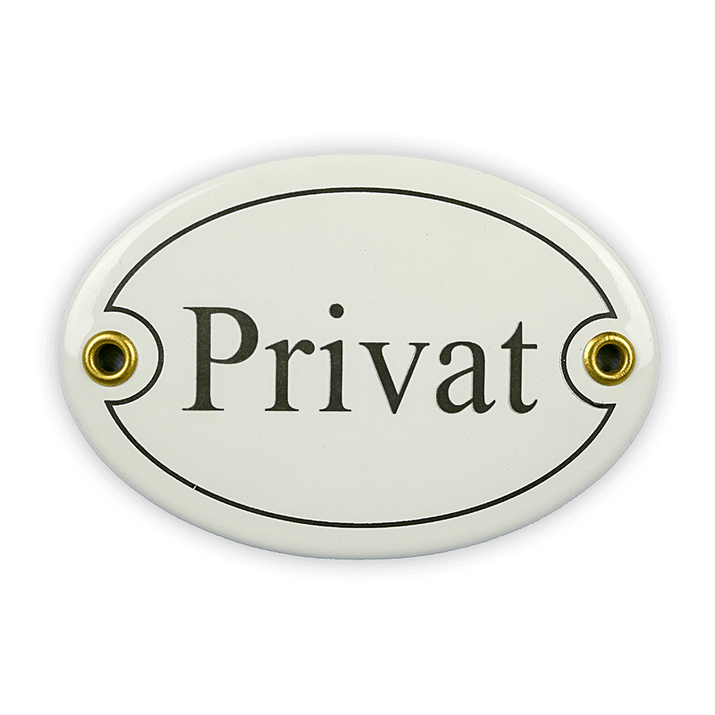 Emailschild oval, 10,5 x 7 cm, Privat