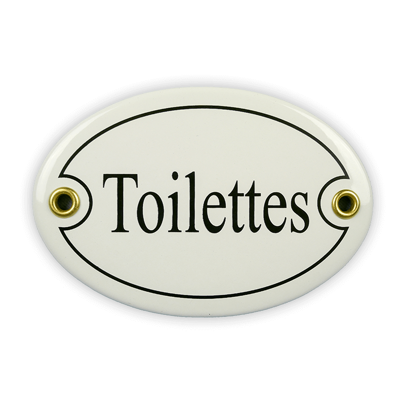Oval enamel sign, 10.5 x 7 cm, toilets