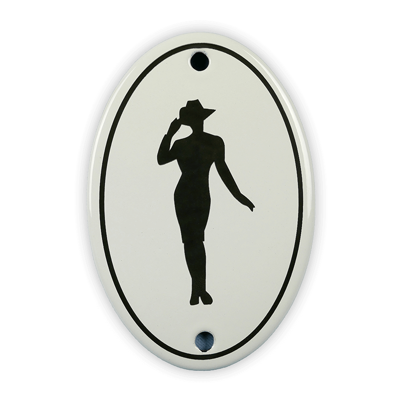 Emailschild oval, 7 x 10,5 cm, WC Damen