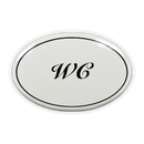 Emailschild oval, 6 x 4 cm, WC, zum Kleben