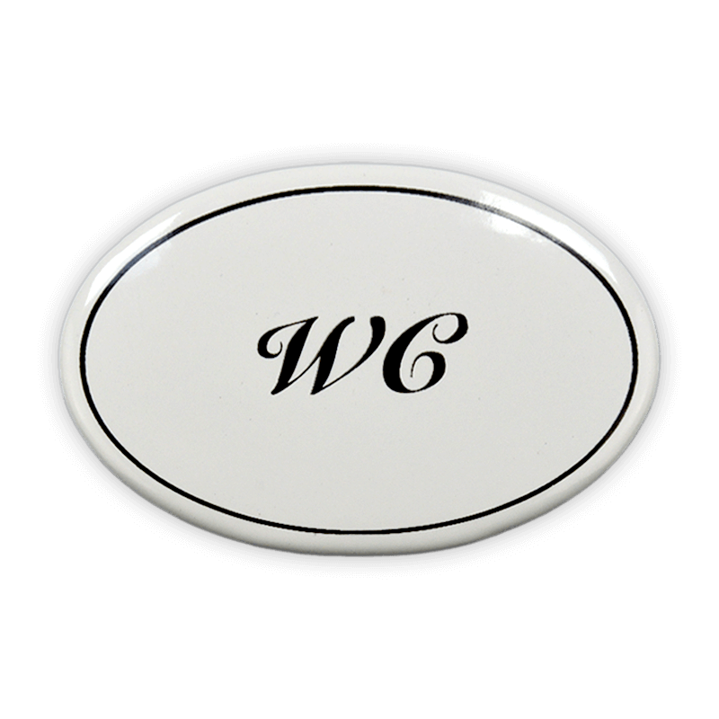 Emailschild oval, 6 x 4 cm, WC, zum Kleben