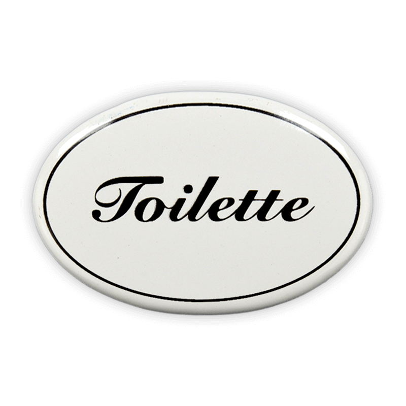 Emailschild oval, 6 x 4 cm, Toilette, zum Kleben