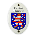Emailschild oval, 10 x 15 cm, Wappen Thüringen