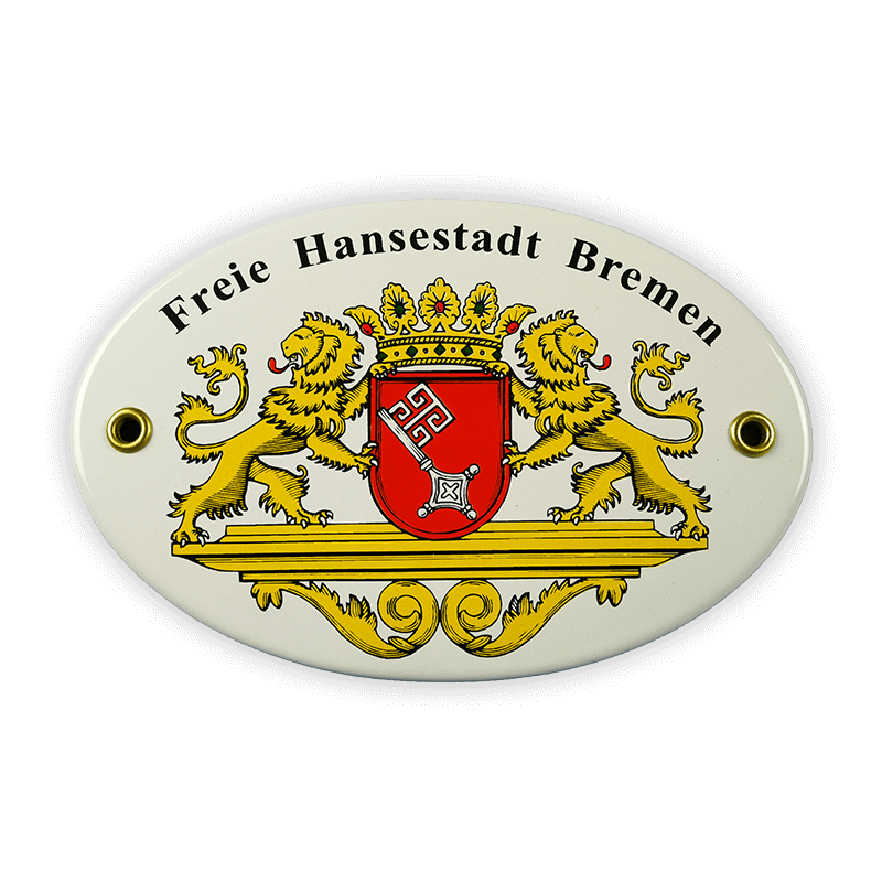 Enamel shield oval, 15 x 10 cm, coat of arms of Bremen