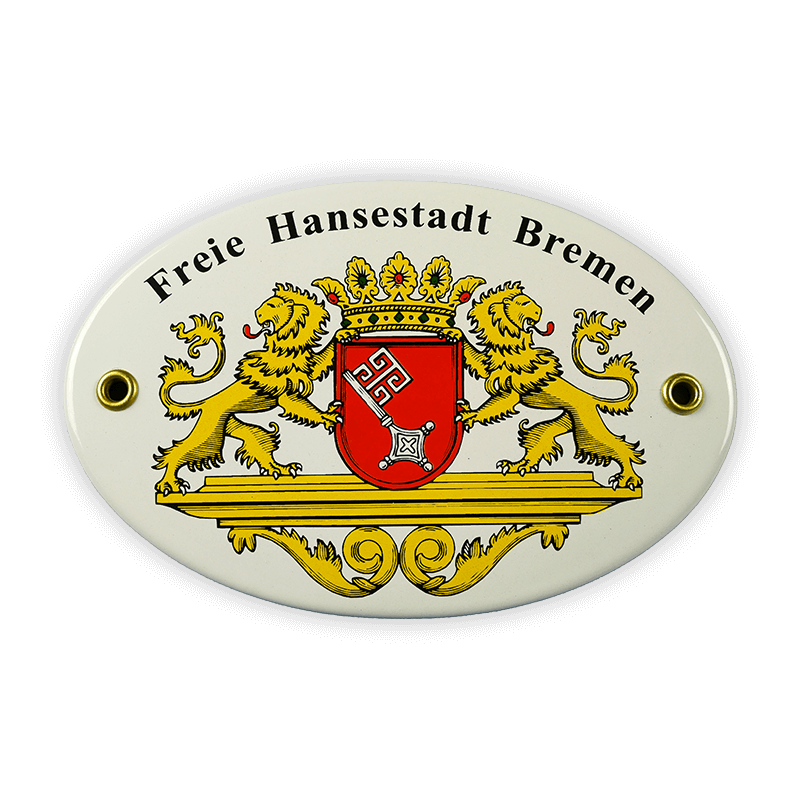 Emailschild oval, 15 x 10 cm, Wappen Bremen