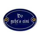 Emailschild oval, 10,5 x 7 cm, Do geht's eini