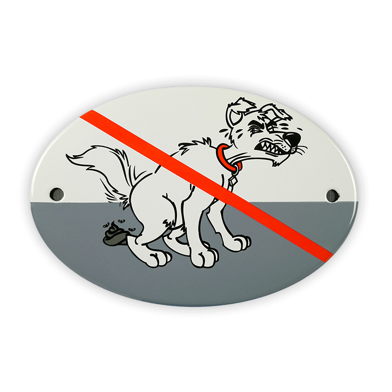 Oval enamel sign, 15 x 10 cm, dog toilet ban