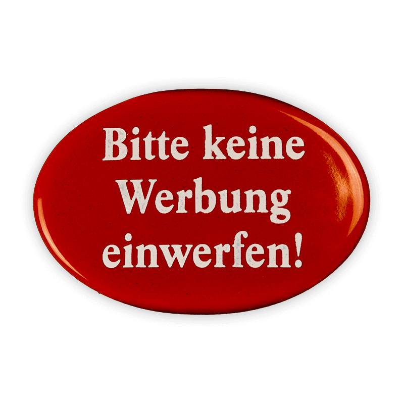 Emailschild oval, 6 x 4 cm, Bitte keine Werbung einwerfen
