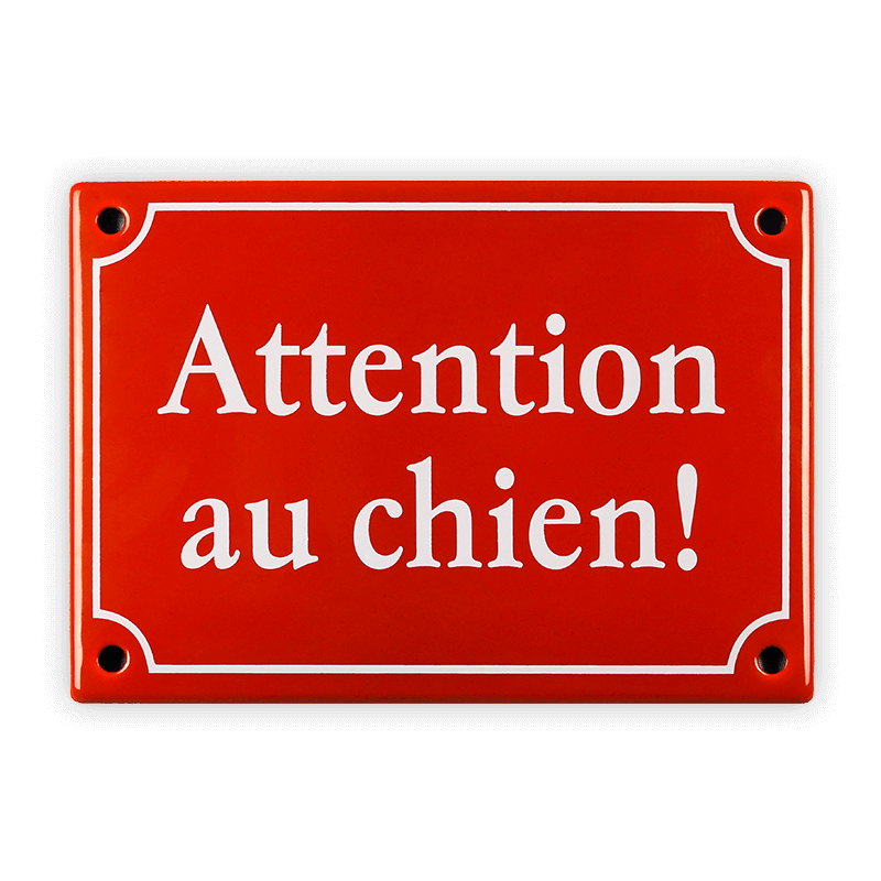 Emailschild 17 x 12 cm, Attention au chien