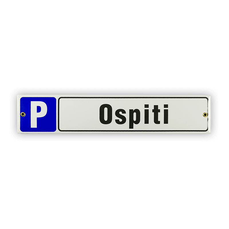 Enamel sign 40 x 8 cm, P Ospiti