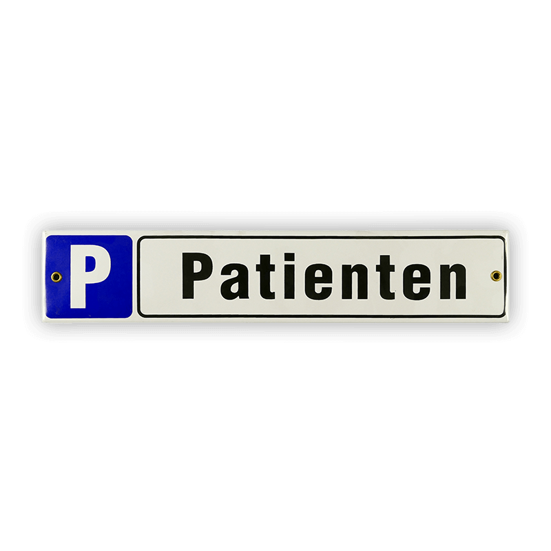 Enamel sign 40 x 8 cm, P patients