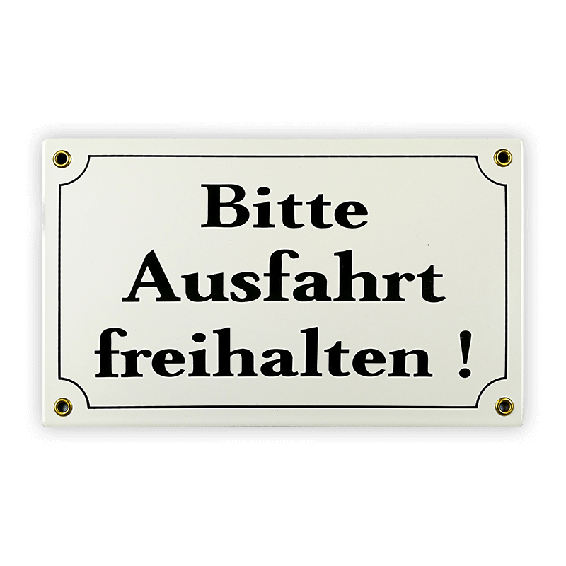 Emailschild 25 x 15 cm, Bitte Ausfahrt freihalten