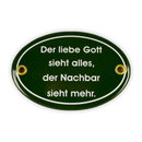 Emailschild oval, 10,5 x 7 cm, Der liebe Gott