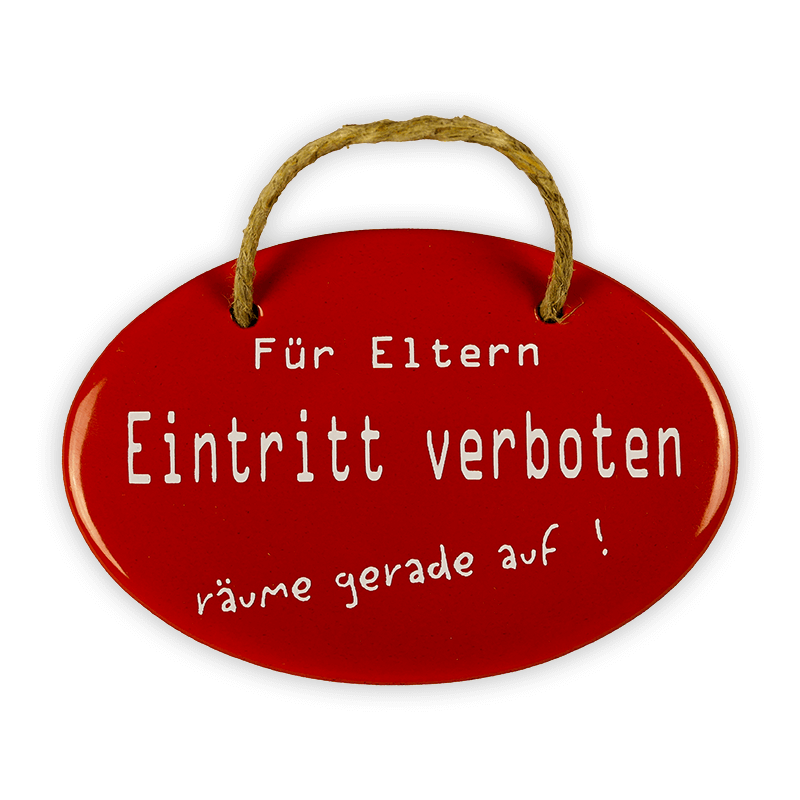 Oval enamel sign, 10.5 x 7 cm, entry prohibited for parents