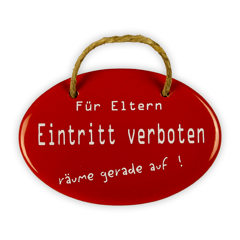 Emailschild oval, 10,5 x 7 cm, Für Eltern Eintritt verboten