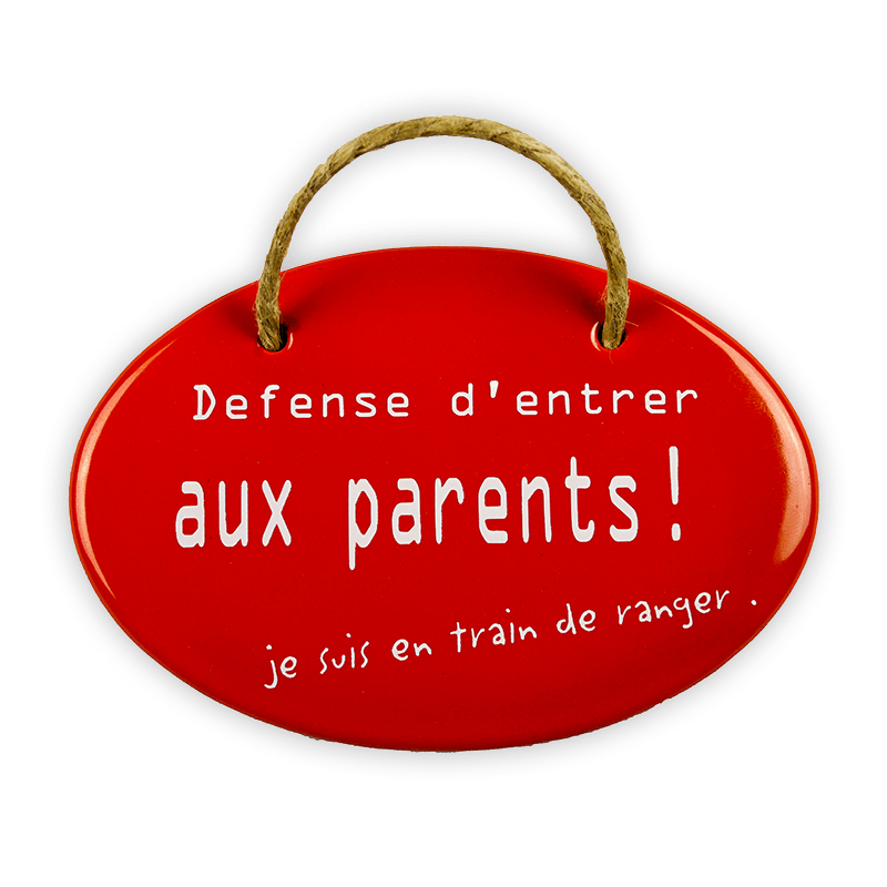 Oval enamel sign, 10.5 x 7 cm, Defense d'entrer aux parents