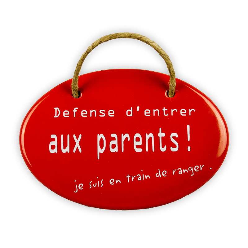 Emailschild oval, 10,5 x 7 cm, Defense d'entrer aux parents