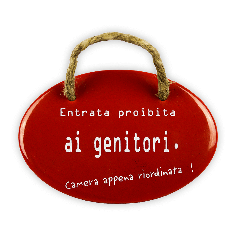 Oval enamel sign, 10.5 x 7 cm, Entrata proibita ai genitori