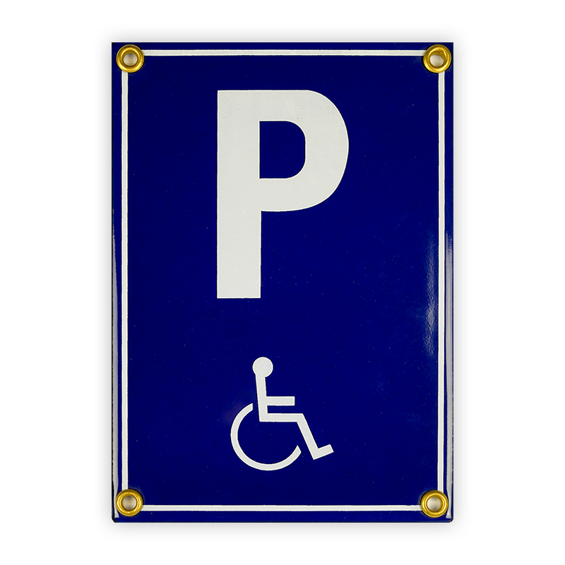 Enamel sign 12 x 17 cm, P disabled