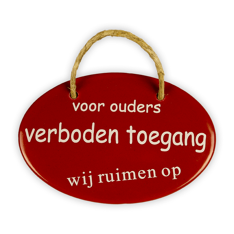 Emailschild oval, 10,5 x 7 cm, voor ouders verboden