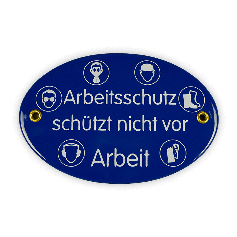 Emailschild oval, 15 x 10 cm, Arbeitsschutz