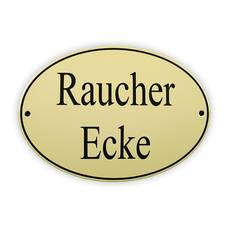 Emailschild oval, 21 x 15 cm, Raucher Ecke