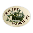 Emailschild oval, Kräuter Werkstatt