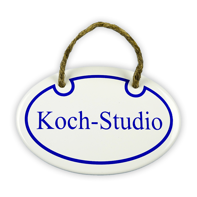 Emailschild oval, 10,5 x 7 cm, Koch-Studio