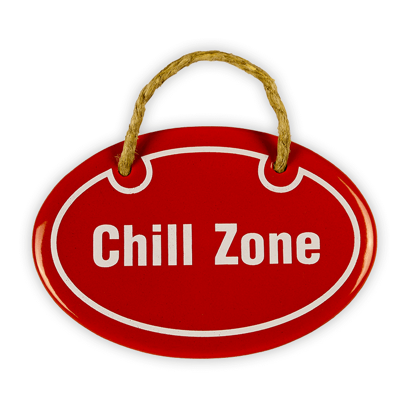 Oval enamel sign, 10.5 x 7 cm, Chill Zone