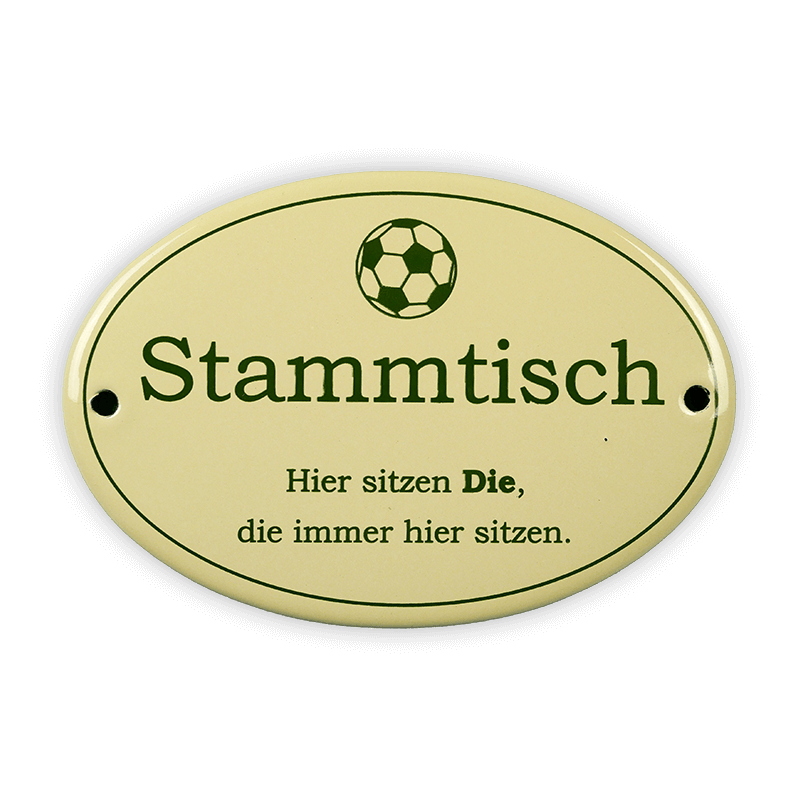 Emailschild oval, 10,5 x 7 cm, Stammtisch Fußball