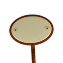 Emailschild oval, 6 x 4 cm, Blanko mit Erdspieß 25 cm
