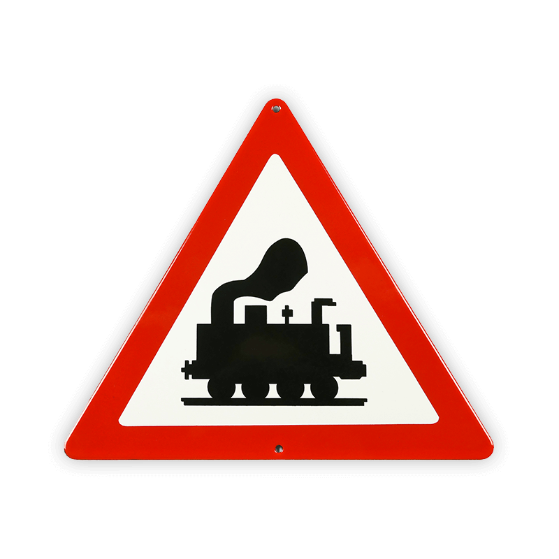 Emailschild Dreieck 25 cm, Dampflok