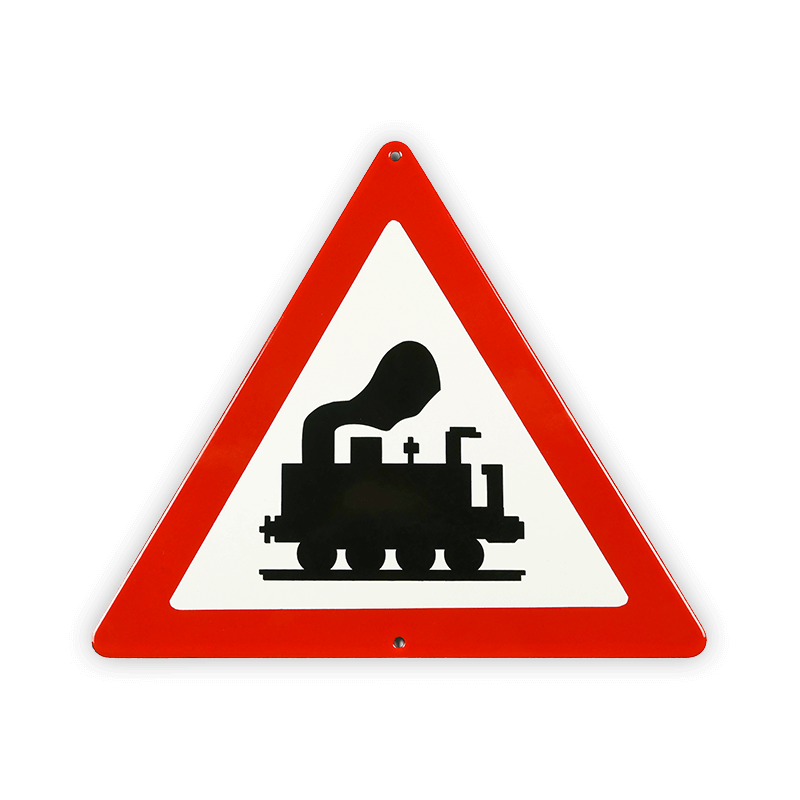 Enamel sign triangle 25 cm, steam locomotive