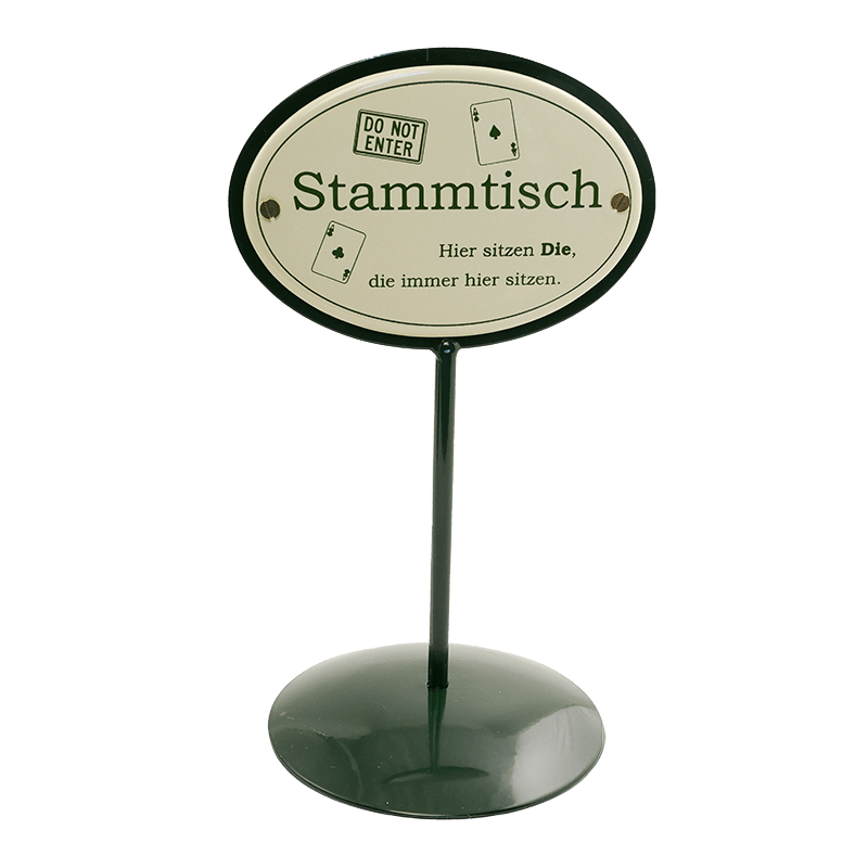 Regular table stand with 2 signs, Skat motif