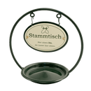 Stammtischständer mit Ascher und 2 Schildern im Rundbügel, Motiv Kegel