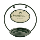 Stammtischständer mit Ascher und 2 Schildern im Rundbügel, Motiv Ball