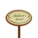 Emailschild oval, 6 x 4 cm, Kräuternamen mit Erdspieß 25 cm