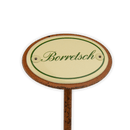 Emailschild oval, 6 x 4 cm, Kräuternamen mit Erdspieß 25 cm