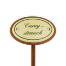 Emailschild oval, 6 x 4 cm, Kräuternamen mit Erdspieß 25 cm