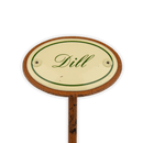 Emailschild oval, 6 x 4 cm, Kräuternamen mit Erdspieß 25 cm