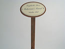 Emailschild oval, 10,5 x 7 cm, Rosennamen mit Erdspieß 50 cm