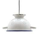 Lampe 220 mm emailliert mit Messingfassung weiß/weiß , Rand blau