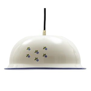 Lamp 360 mm enamelled with brass frame flowers, edge blue textile cable